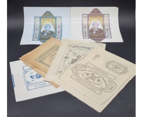 PLAYING CARDS:&nbsp;PACKAGING: a collection of 9 sheets, unused printed packaging for various brands of vintage playing cards