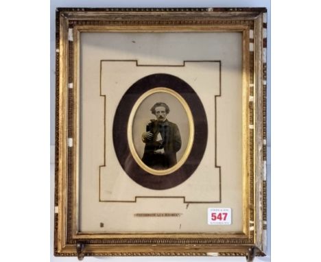 BRIDELL (Frederick Lee, British artist 1831-1863):&nbsp;fine ambrotype portrait in contemporary oval gilt mount, framed and g