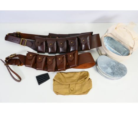 Reenactment - Two contemporary leather ammunition bandoliers, pattern 1903 and a mess tin and cover. [W]