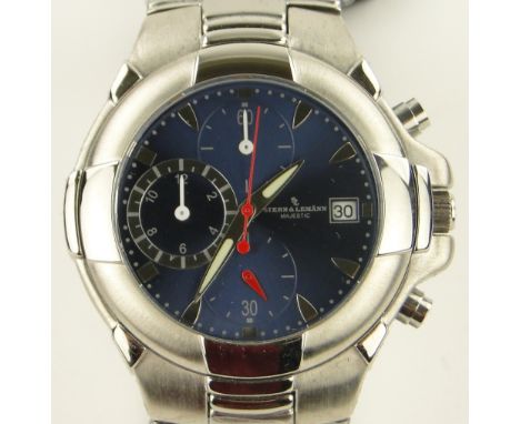 A gent's Stern & Lemann quartz chronograph wristwatch,
boxed.