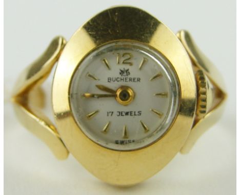 A lady's Bucherer ring watch, 
height 17mm.