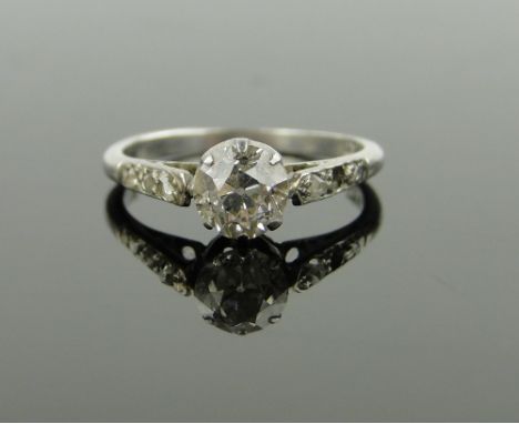 A platinum old-cut solitaire diamond ring circa 1920,
approx. 0.7cts, size J.