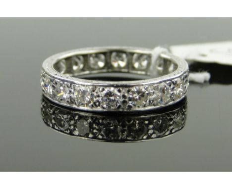 18ct white gold diamond eternity ring,
total diamond content approx. 2cts, band width 4mm, size O.