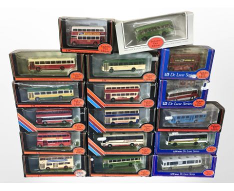 17 exclusive First Editions 1:76 scale die-cast buses, all boxed.