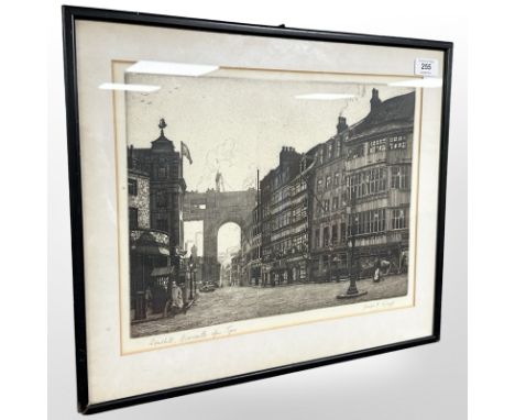 Joseph Henry Kirsop (1886 - 1981) : Sandhill, Newcastle-upon-Tyne, drypoint etching, signed in pencil, with margins, 29 cm x 