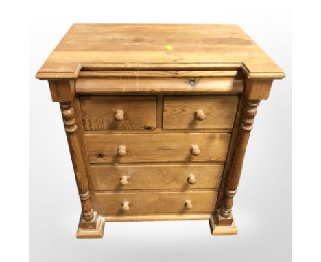 A miniature pine six drawer Scotch chest, 50cm w x 36cm d x 58cm h. 