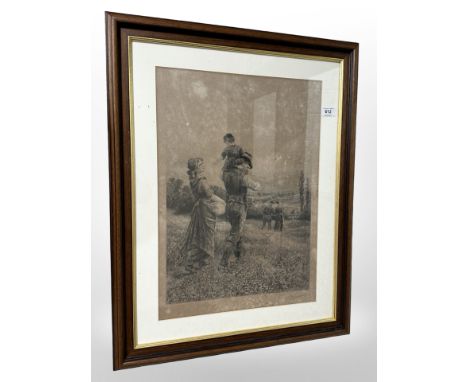 After Ebenezer Wake Cook (1843-1926), Figures walking across a field, drypoint etching, signed in pencil by the engraver, wit