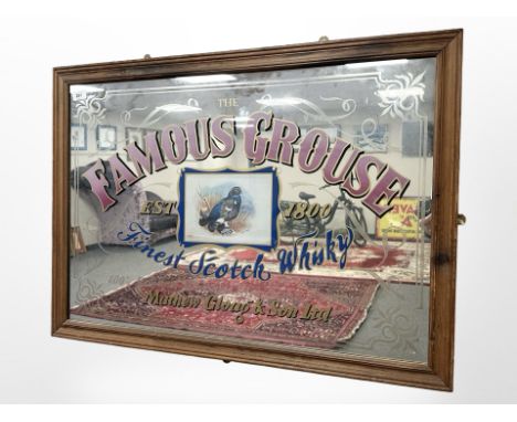 A pub advertising mirror - Famous Grouse Finest Scotch Whisky, 55 cm x 83 cm, framed.