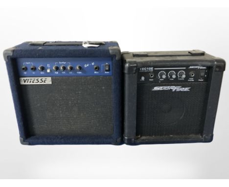 A Vitesse amplifier and a Starfire amplifier, both with leads.