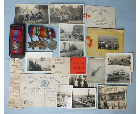 Five WWII medals awarded to Donald Arthur Upshall Ship't: 1939-45 Star, Pacific Star, Defence Medal, 1939-45 War Medal and Im