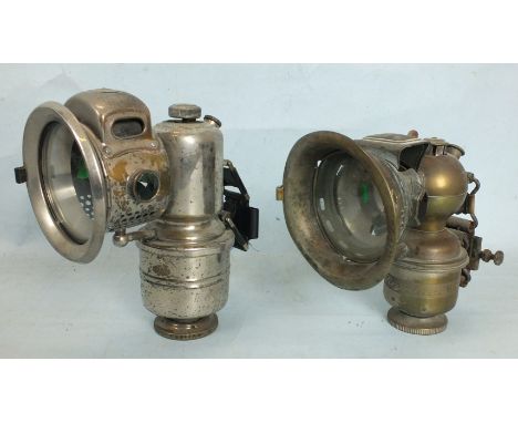 A Powell & Hanmer acetylene cycle lamp, model 70A 'Revenge' and a Miller 'Regalite' cycle lamp, (2).