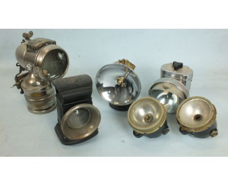 A Bauer cycle lamp (a/f), a Lucas cycle oil lamp and four other lamps, (6).