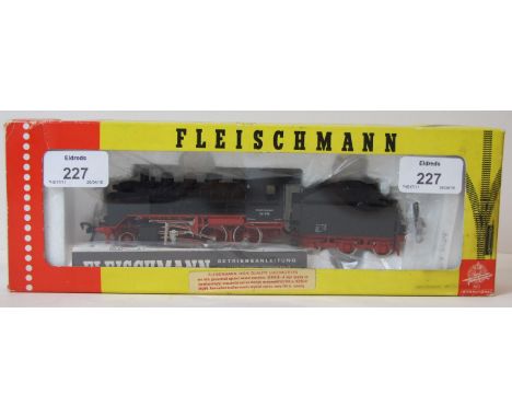 Fleischmann HO, 4140, Class 24 2-6-0 locomotive no.24 074, in DB black and red livery, boxed with instructions.
