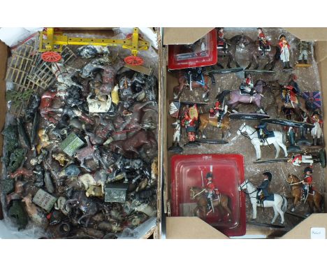 A quantity of Britains, Johillco and others lead farm animals, figures and accessories, (playworn), also a small collection o