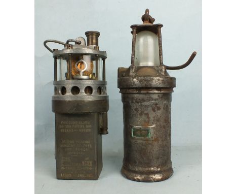 A Ringrose Sewer Gas Lamp/Fire Damp Alarm and a Concordia Electric Safety Lamp Co. type KG2 light, (2).