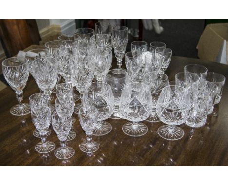 Edinburgh Crystal Glass Collection. Comprises 6 whisky glasses, 11 wine glasses, 6 sherry glasses, 6 port glasses, 6 brandy g