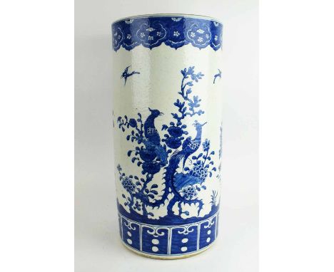 CHINESE BLUE AND WHITE STICK STAND, large, painted porcelain, 50.5cm H x 25cm D.