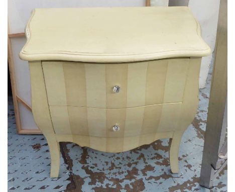 STRIPED COMMODE, with two drawers below in a cream finish, 72cm x 40cm x 76cm H.