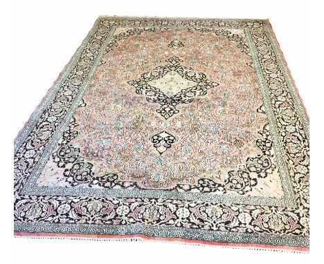 FINE PURE SILK TEHRAN DESIGN CARPET, 315cm x 215cm.