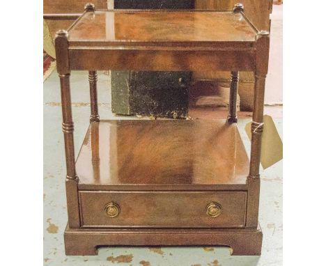 LAMP/BEDSIDE TABLES, a pair, George III flame mahogany each with undertier and drawer, 50cm H x 45cm x 45cm. (2)