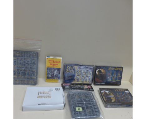 Games Workshop Lord of the Rings 4 boxed figure sets, Numidian Infantry and Morgul knights sprues and Grenadier model Hillmen