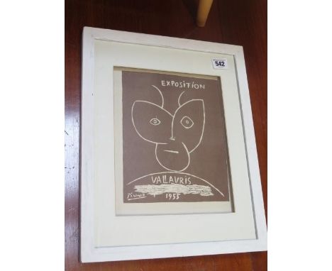 A print of a Picasso Exposition poster in a white frame, 38cm x 31cm 