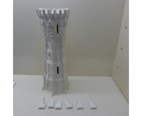 Lord of the Rings porcelain type Tower of Orthanc in two sections - 42mm with finials 