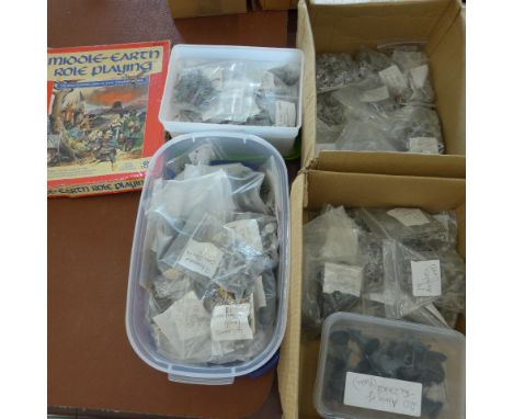 A large collection of metal and plastic Lord of the Rings and other Wargaming fantasy figures - some painted - please see ima