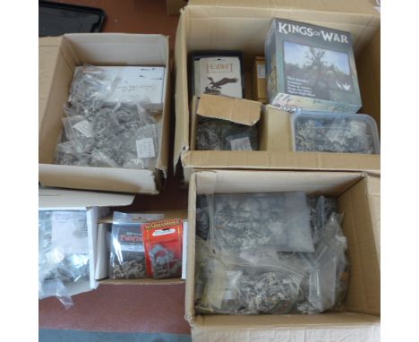 A good collection of metal and plastic Wargaming fantasy figures including Lord of the Rings Games Workshop Kislev etc - some