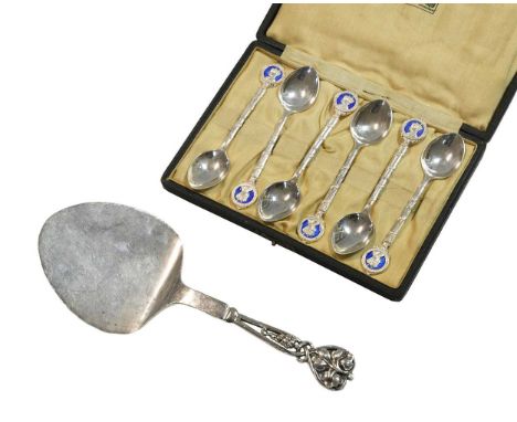 Two pieces of early 20th century silverware, mark of Liberty &amp; Co., first, an 'Art Nouveau' style serving piece, Birmingh