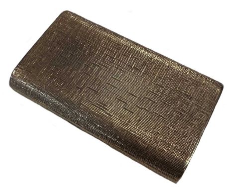 A mid 20th century 9ct gold tobacco box, mark of Kurt Weiss, London 1965, of rectangular form with rounded sides, outer decor