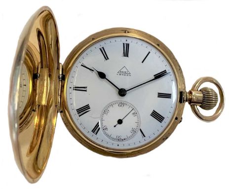 E. Dent & Company, London - A Victorian 18ct gold hunter pocket watch in the original case, circa 1894, the signed white dial