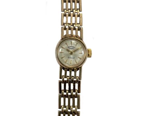 Rotary - A 9ct gold wristwatch, circa 1963, the signed circular silvered dial, 12mm diameter, with gold coloured batons and h
