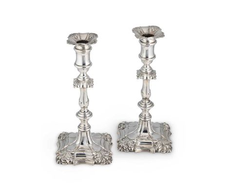 A pair of Edward VII silver candlesticks, mark of I. S. Greenberg &amp; Co. (Israel Sigmund Greenberg), Birmingham 1904, each