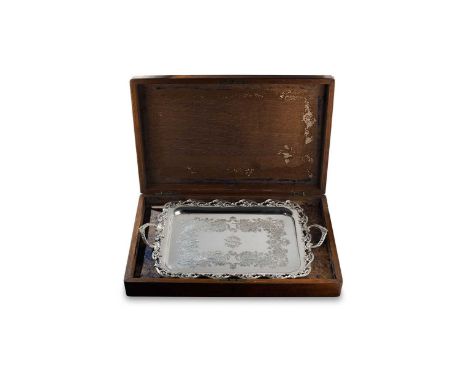 An Edward VII silver two handled tray in a fitted wooden case, mark of George H. Whitaker &amp; Company (George Harry Whitake