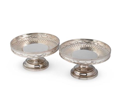 A pair of late 19th century Austrian metalwares silver standing dishes, mark of Vincenz Mayer's Söhne, Vienna, Dianakopf 3rd 