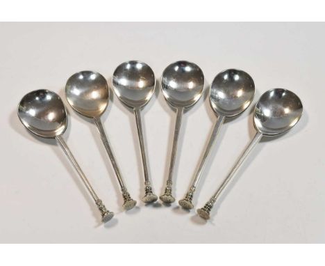 Six George V silver seal top spoons, mark of Haseler Brothers (Edward John Haseler &amp; Noble Haseler), London 1910/12, of t