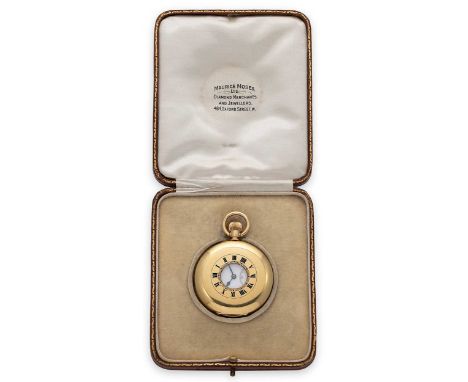 Baume &amp; Co. for Maurice Moses, London - An 18ct gold half hunter pocket watch, circa 1900, spring-loaded outer cover hing