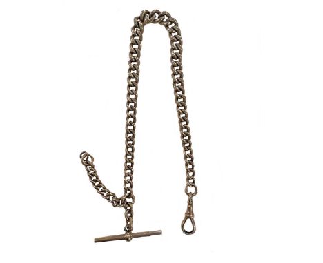 A Victorian 9ct gold watch chain, mark of Joseph Moore, Birmingham 1900, 'rolled curb' links graduating from 10mm to 6mm each