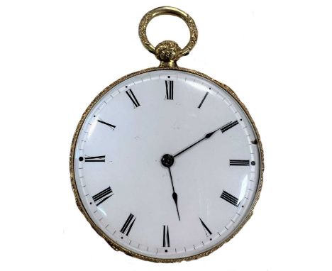 Courvoisier &amp; Company, La Chaux de Fonds - A Swiss 18ct gold open faced slim dress pocket watch, circa 1850, the unsigned