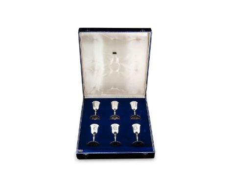 Dublin - A cased set of six mid 20th century silver goblets, mark of Royal Irish Silver Company, 1968, display marked, each s