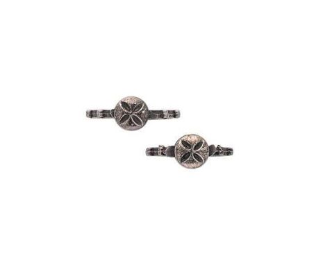 Two decade or rosary rings, each with a circular head, approximate diameter 8.4mm, carved with an 'X', the shank with ten pro