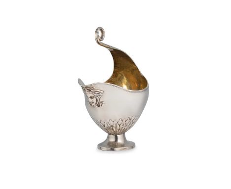 An 18th century German metalwares sauce boat, mark of Godet, Berlin, circa 1790, of oval form with reeded rim, lower with rep