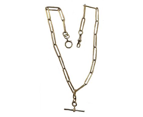 A Victorian 18ct gold watch chain, maker's mark indecipherable, Chester 1891, the long 'fetter' links, 6mm diameter, each wit