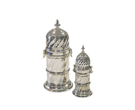 A Victorian Britannia silver 'lighthouse' style caster together with a Sterling silver example, both London marked, 1896, and