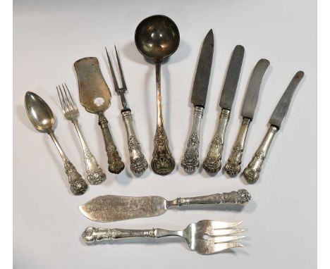 A 42-piece set of 19th century Austro-Hungarian metalwares silver cutlery and flatware, maker's mark indecipherable, Vienna, 