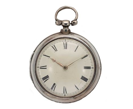 James Wilson, London - An early 19th century Sterling silver pair cased pocket watch, circa 1819, the outer (and inner) case 