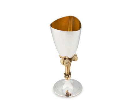 § An Elizabeth II silver commemorative goblet, mark of Stuart Devlin, London 1981, 'The Royal Wedding Goblet', triangular sha