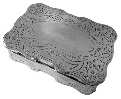 A Victorian silver table snuff box, mark of Roberts &amp; Belk (Samuel Roberts &amp; Charles Belk), Sheffield 1865, of rectan