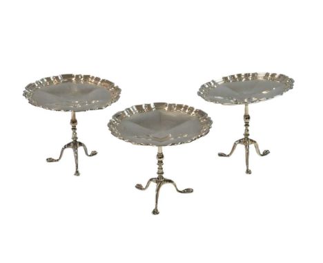 Three Edward VII silver novelty miniature wine tables, mark of the Goldsmiths' &amp; Silversmiths' Company, 1 x Sheffield 192